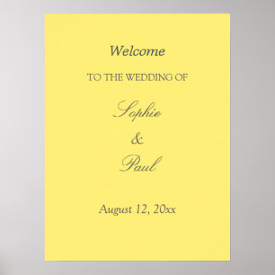 Élégant Beurre Jaune Mariage Accueil Poster