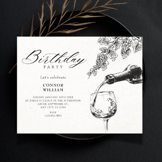 Elegant beverage wine birthday invitation