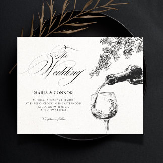 Elegant beverage wine wedding invitation