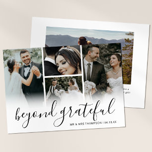 Elegant Beyond Grateful Wedding Photo Thank You Card