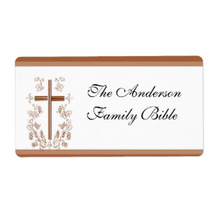 Elegant Bible Cross Label