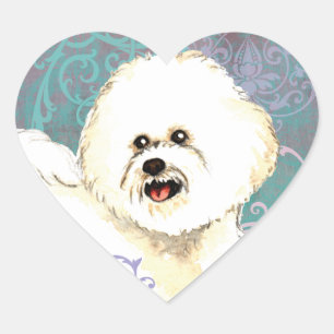 Elegant Bichon Frise Heart Sticker