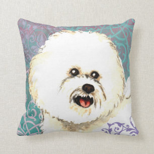 Elegant Bichon Frise Throw Pillow
