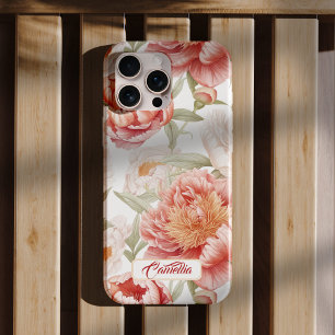 Elegant Big Flower Camellia Girly Neutral Pastel iPhone 16 Pro Case