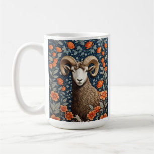 Elegant Big Horn Sheep William Morris Inspired  Coffee Mug