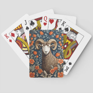 Elegant Big Horn Sheep William Morris Inspired Playing Cards