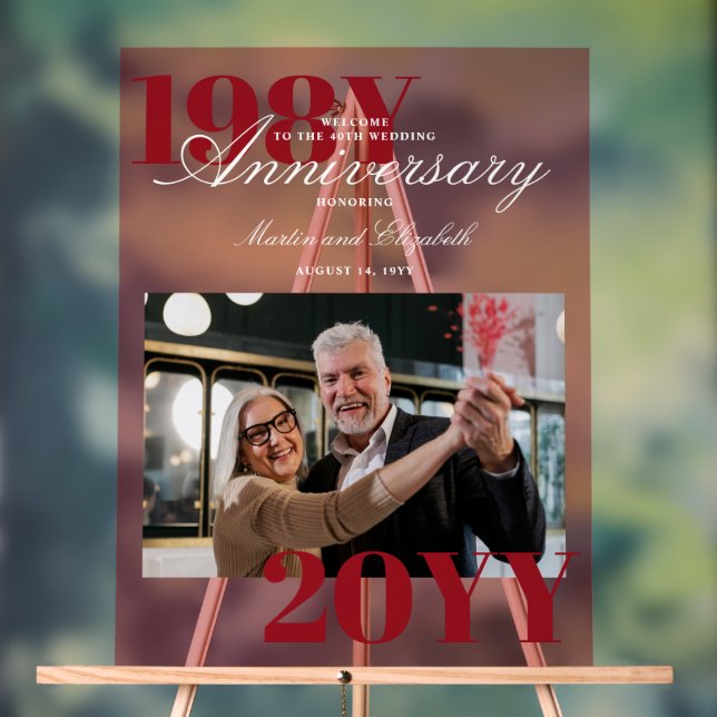 Elegant Big Numbers 40th Wedding Anniversary Photo Acrylic Sign (Neutral)