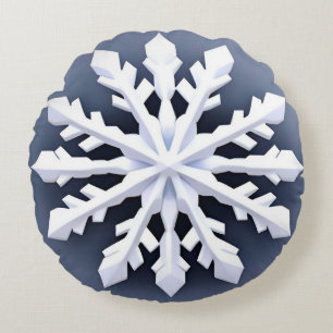Elegant Big Snowflake Round Pillow