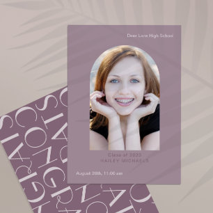 Elegant Big Type Photo Graduation Plum Invitation