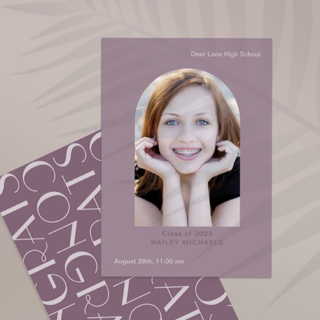 Elegant Big Type Photo Graduation Plum Invitation (Creator Uploaded)