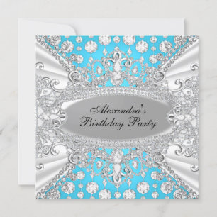 Elégant Bijou Diamant Bleu Invitation de fête d'an
