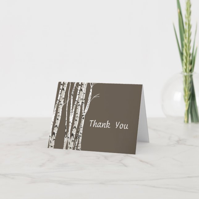 Elegant Birch Trees Wedding Thank You Card (Front)