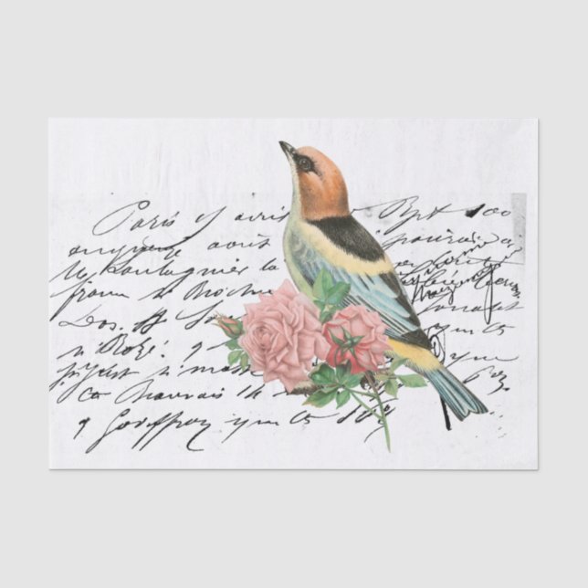 Elegant Bird Ephemera Tissue Paper (Front)