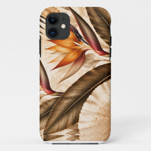 Elegant Bird of Paradise & Ginkgo Botanical Artwor iPhone 11 Case