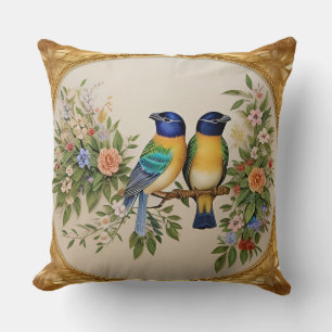 🐦 Elegant Bird Throw Pillow Floral Branch Decor