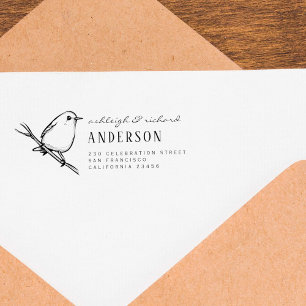 Elegant Bird Wedding Couple Names Return Address Self-inking Stamp
