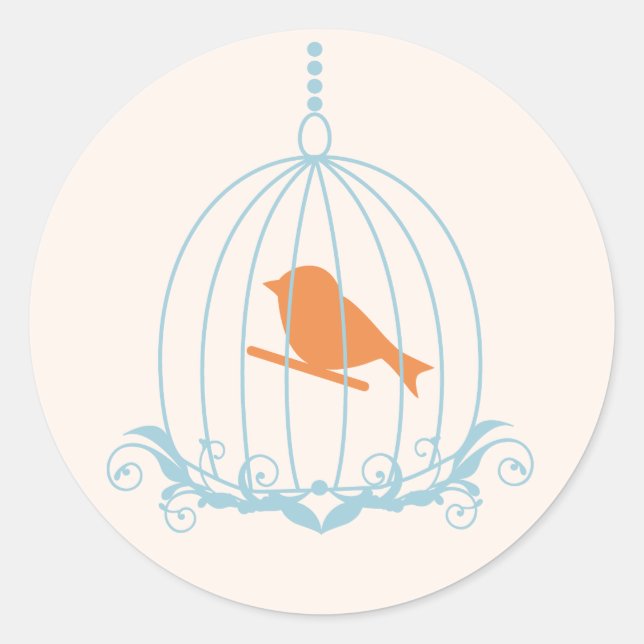Elegant Birdcage Classic Round Sticker (Front)
