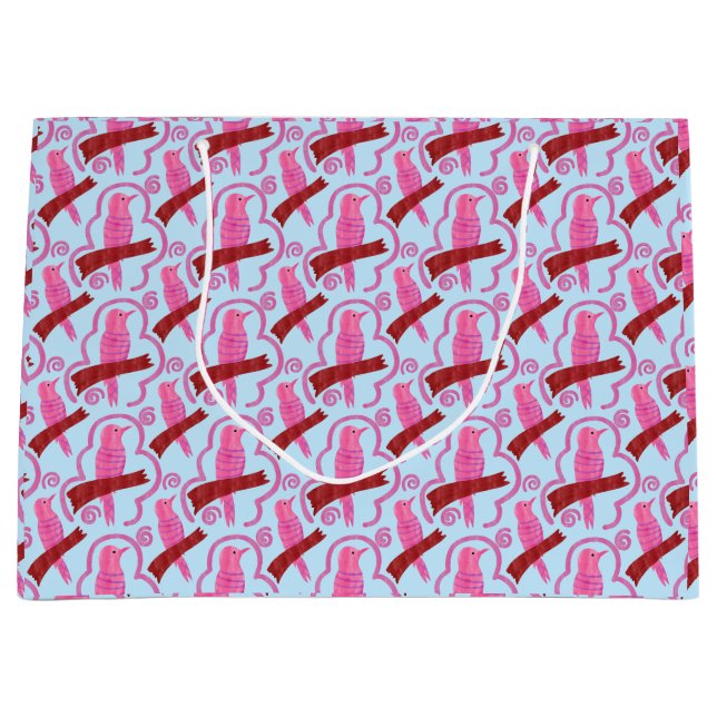 Elegant birds Pattern Large Gift Bag (Front)