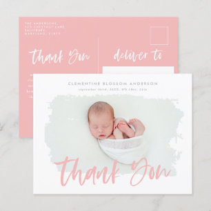 Elegant birth announcement photo thank you