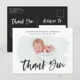 Elegant birth announcement photo thank you