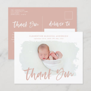 Elegant birth announcement photo thank you
