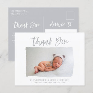 Elegant birth announcement photo thank you