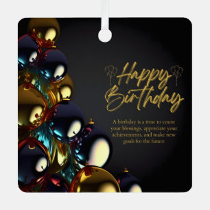 Elegant Birthday Blessings Metal Ornament