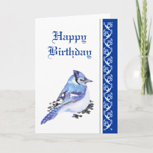Elegant Birthday, Blue Jay, Bird Nature Wildlife Card