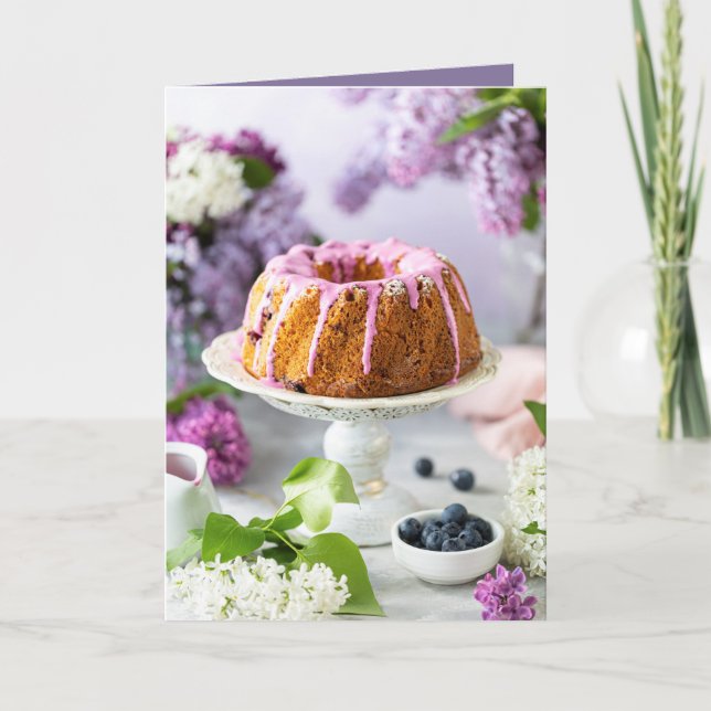 Elegant Birthday Cake Card (Front)