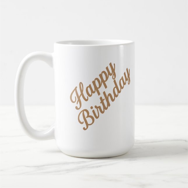 Elegant Birthday Calligraphy Design Coffee Mug (Left)