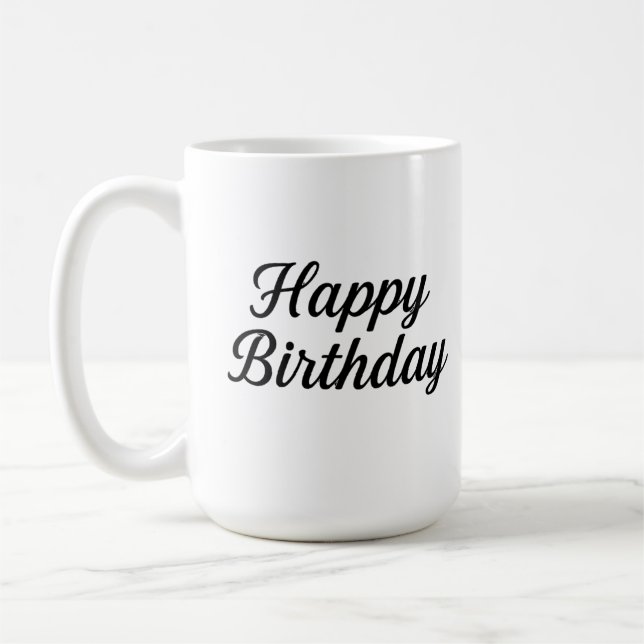 Elegant Birthday Calligraphy Design Coffee Mug (Left)