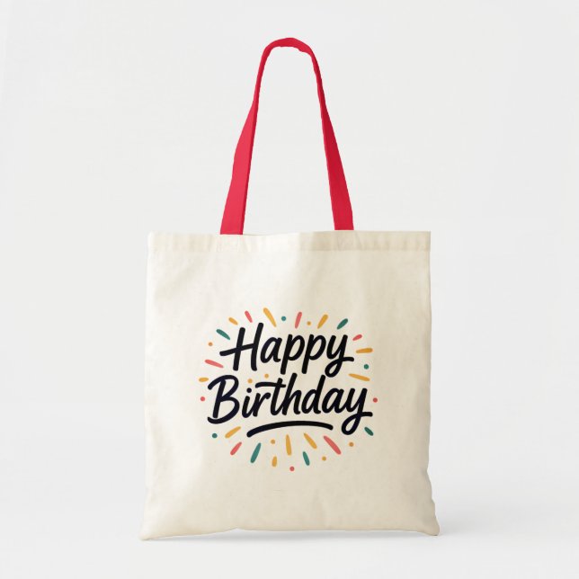 Elegant Birthday Calligraphy Design Tote Bag (Front)
