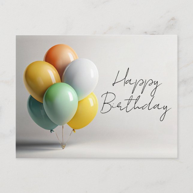 Elegant Birthday Card with Balloons – Modern Happy (Front)