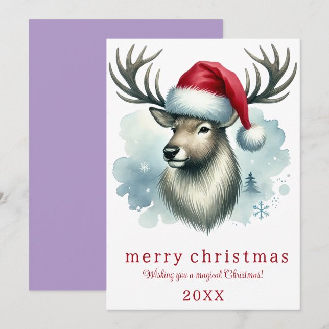 Elegant Birthday Card Without Photo With Reindeer (Front/Back)