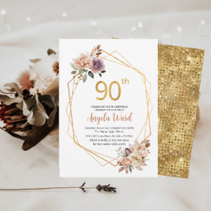 Elegant birthday celebration beige floweInvitation Invitation