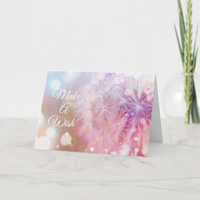 Elegant Birthday Dandelion Make A Wish Card (Front)