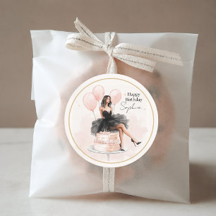 Elegant Birthday Girl Party  Classic Round Sticker