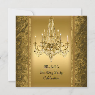 Elegant Birthday Party Gold Chandelier Invitation