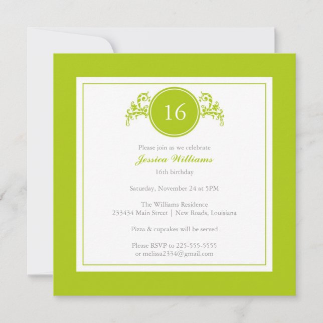 Elegant Birthday Party Invitation (Front)