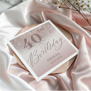 Elegant Birthday Party Rose Gold Glitter Napkin