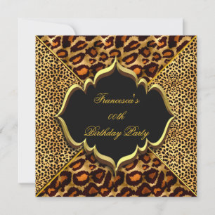 Elegant Birthday Party Wild Leopard Animal Gold Invitation