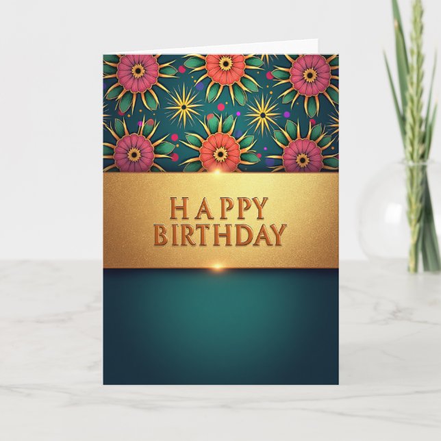 Elegant Birthday Pattern Card (Front)