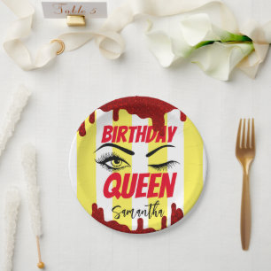 Elegant Birthday Queen 18th 21st 40th 50th P Paper Plate