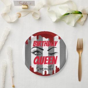 Elegant Birthday Queen 18th 21st 40th 50th Paper Plate