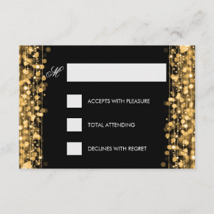 Elegant Birthday RSVP Sparkles Gold Card