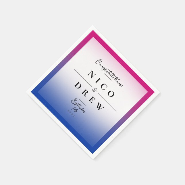 Elegant Bisexual Pride Wedding  Napkin (Corner)