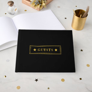 Elegant Black 10.5"x8.25" Foil Guest Book for Any