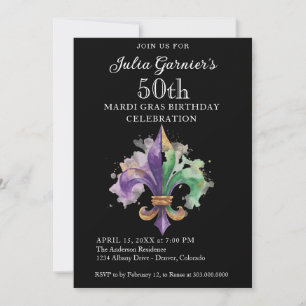 Elegant Black 50th Birthday Party Invitation