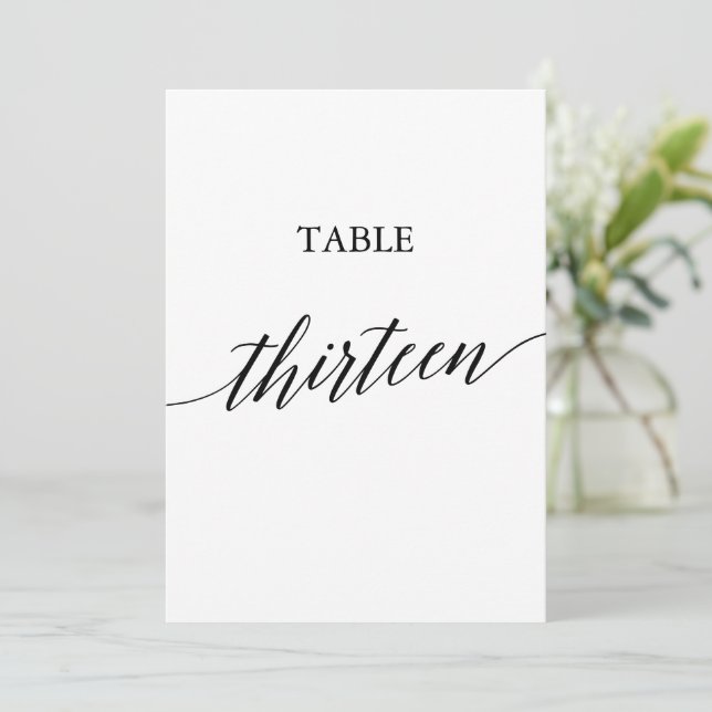 Elegant Black 5x7 Printable Table Number Thirteen (Standing Front)