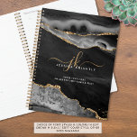 Elegant Black Agate Gold Glitter Script Monogram Planner<br><div class="desc">Personalized black agate, geode and marble planner with gold glitter sparkle and elegant calligraphy script monogram initials and name for a stylish or professional look. ASSISTANCE: For help with design modification or transferring the design to another product or would like coordinating items, contact the designer BEFORE ORDERING via the Zazzle...</div>